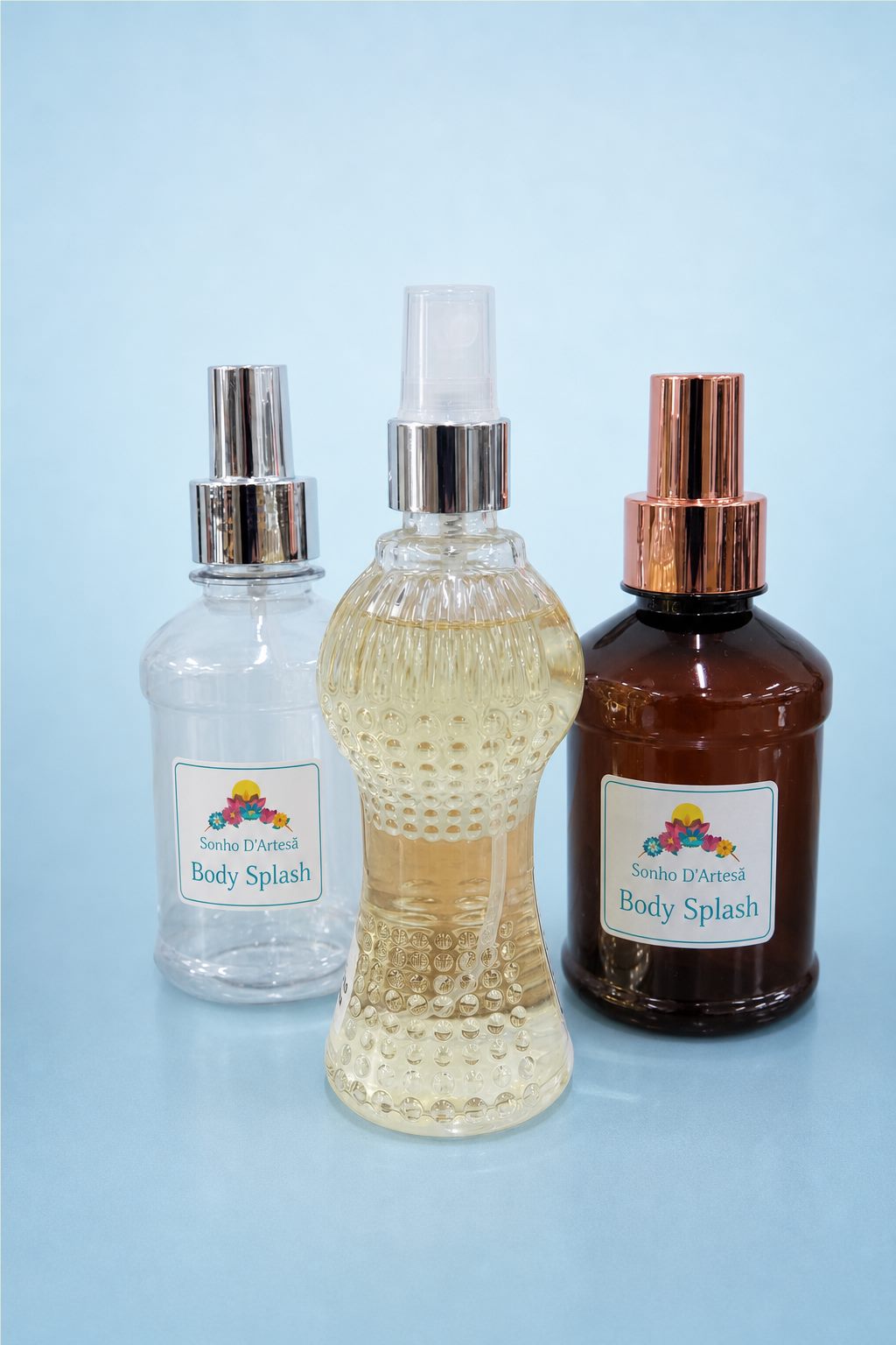 Body splash Sonho D’Artesã em três modelos de frasco com válvula spray