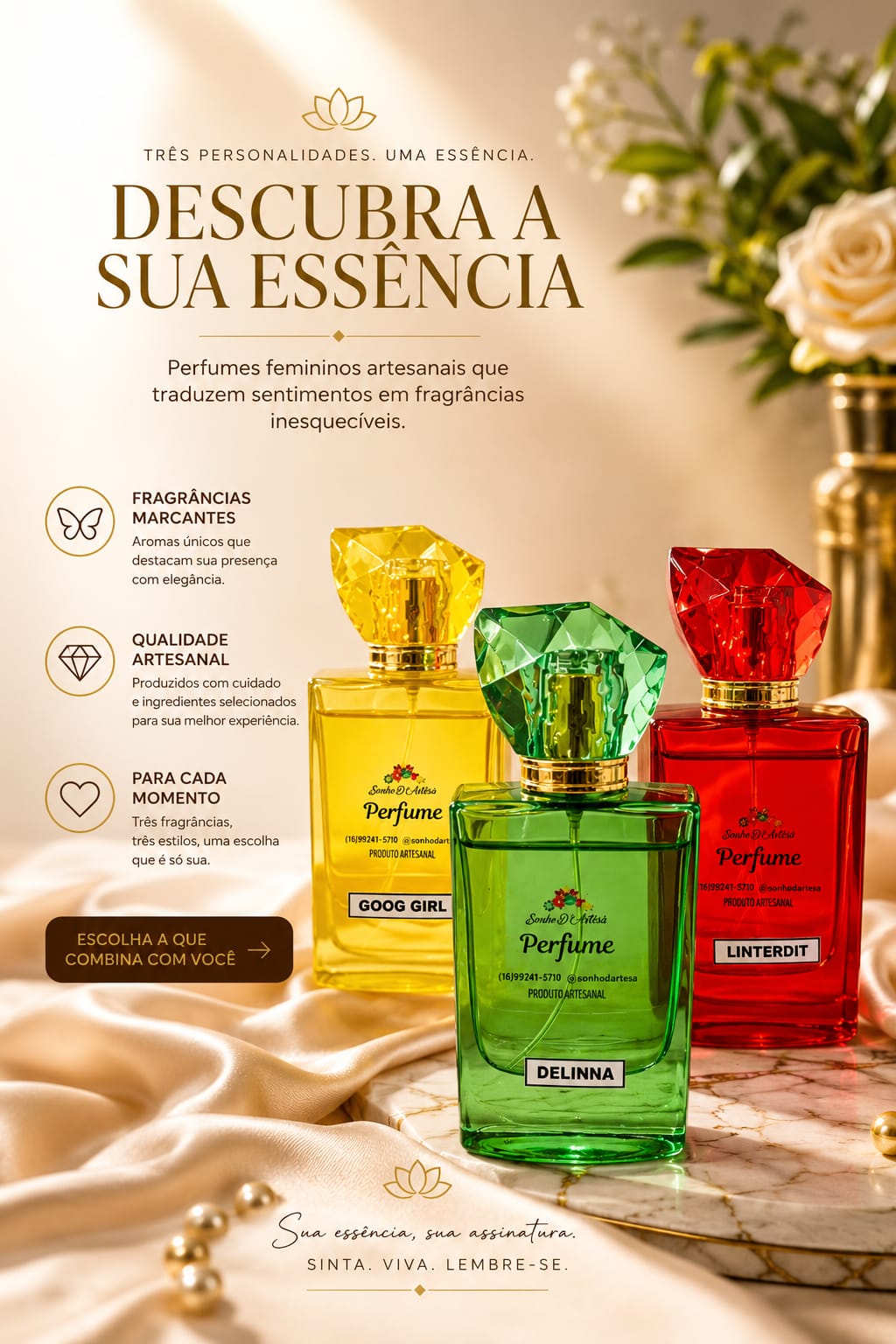 Publicação da Sonho D’Artesã sobre perfumes femininos artesanais